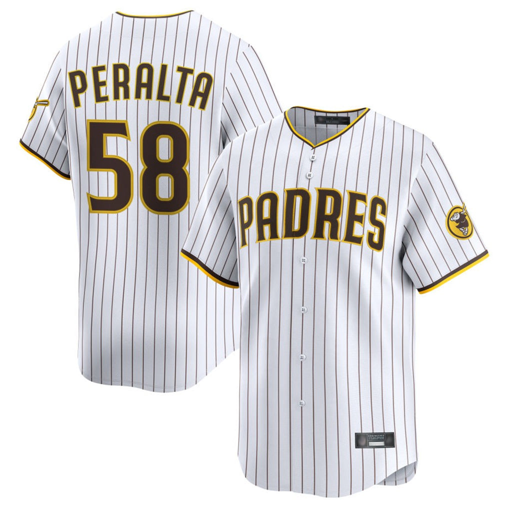 S.Diego Padres #58 Wandy Peralta Player White Limited Home Jdoa Stitched Jerseys