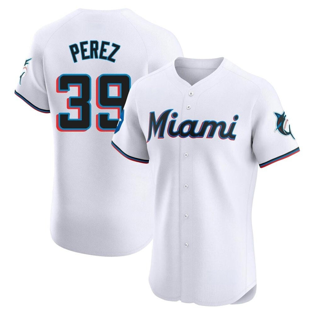 M.Marlins #39 Eury Perez Player White  Home Limited Elite Jdoa Stitched Jerseys