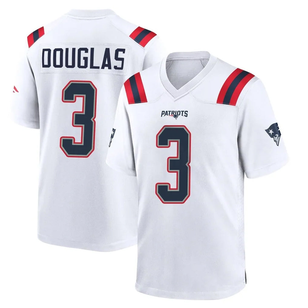 NE.Patriots #3 DeMario Douglas Player White Home Game Jdoa Stitched Jerseys