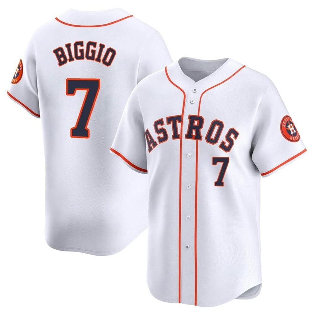 H.Astros #7 Craig Biggio Player White Home Limited Jdoa Stitched Jerseys