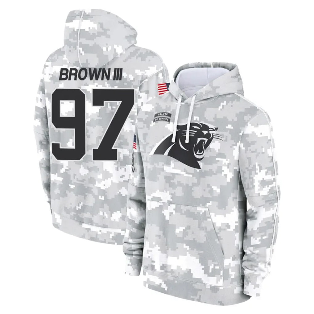 C.Panthers #97 Bobby Brown III Player Arctic Camo Salute to Service Pullover Hoodies Limited Game Jdoa Stitched Jerseys