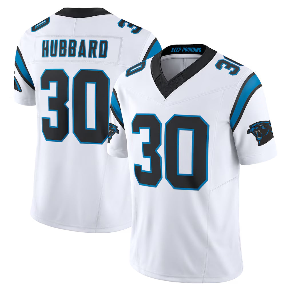 C.Panthers #30 Chuba Hubbard Player White Vapor F.U.S.E. Limited Home Game Jdoa Stitched Jerseys