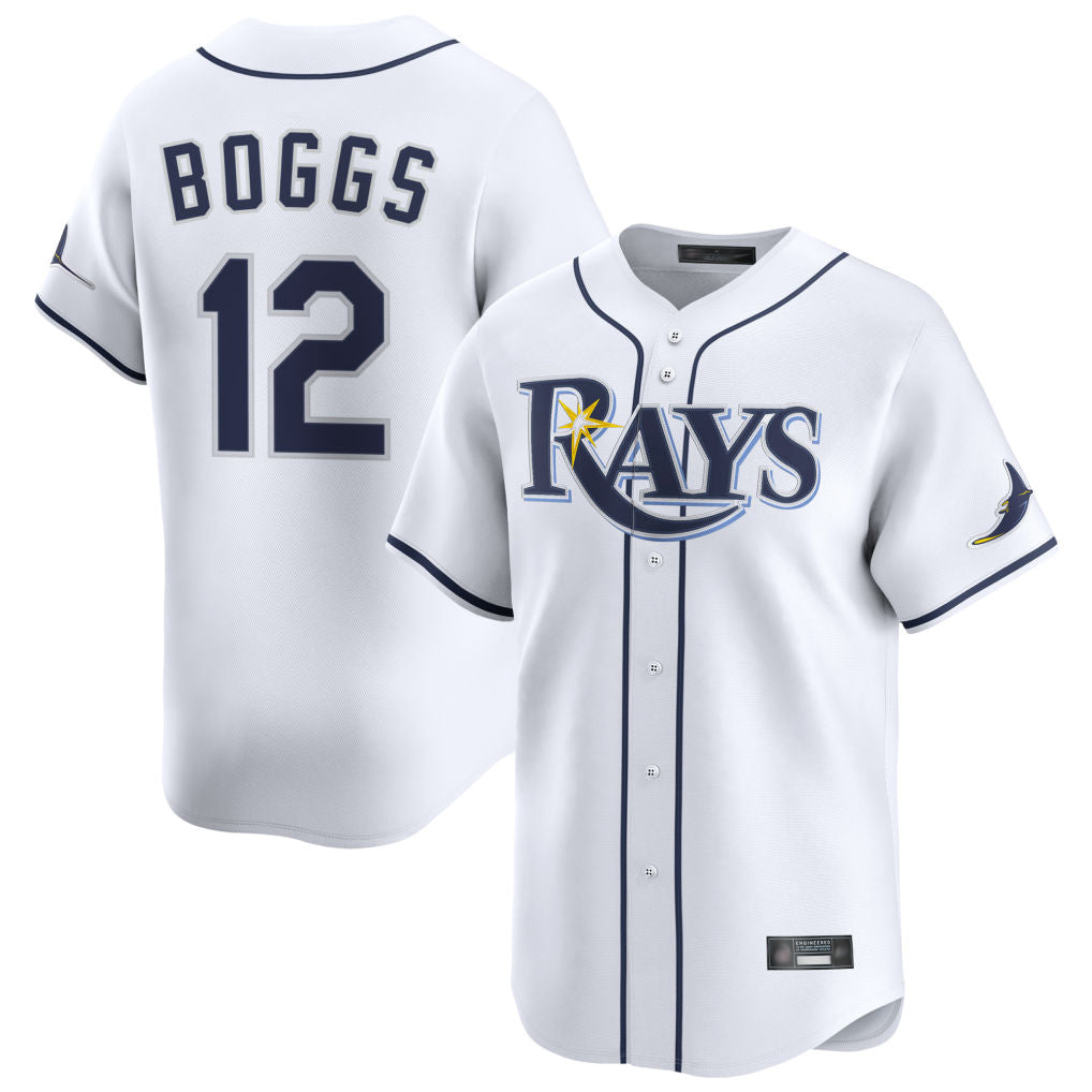 T.Bay Rays #12 Wade Boggs Player White Home Limited Jdoa Stitched Jerseys