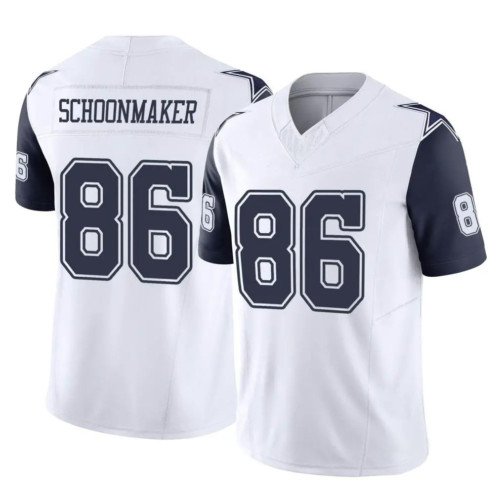 D.Cowboys #86 Luke Schoonmaker Player White-Navy Limited Vapor F.U.S.E. Home Game Jdoa Stitched Jerseys