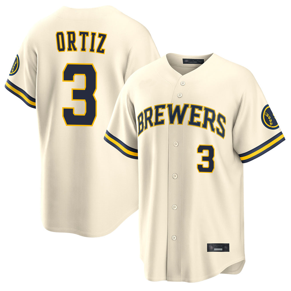 M.Brewers #3 Joey Ortiz Player Cream Home Limited Jdoa Stitched Jerseys
