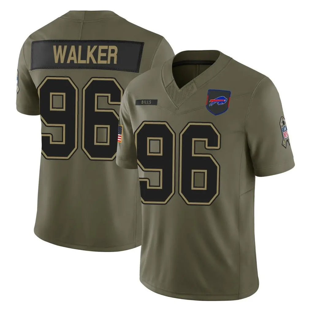 B.Bills #96 Deone Walker Player Olive Salute To Service Limited Game Jdoa Stitched Jerseys