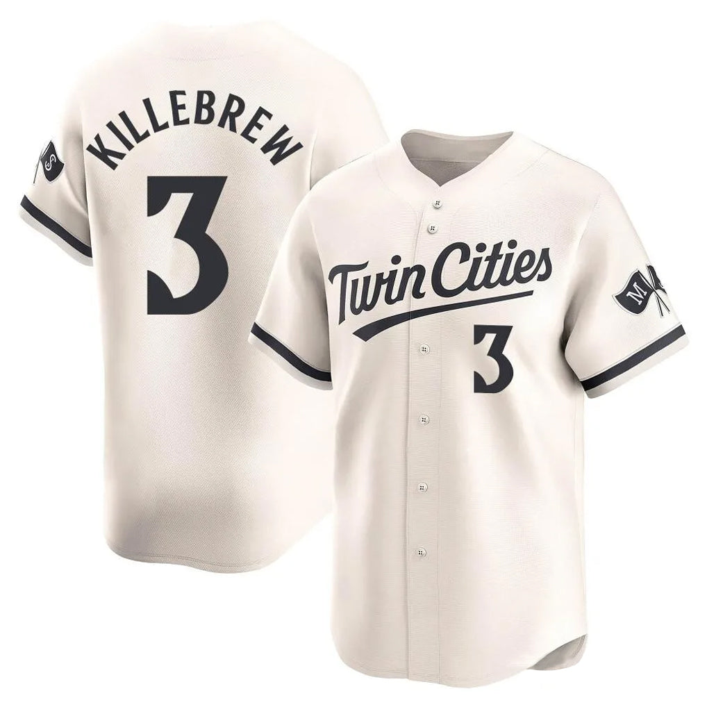 M.Twins #3 Harmon Killebrew Player Cream Home Limited Jdoa Stitched Jerseys