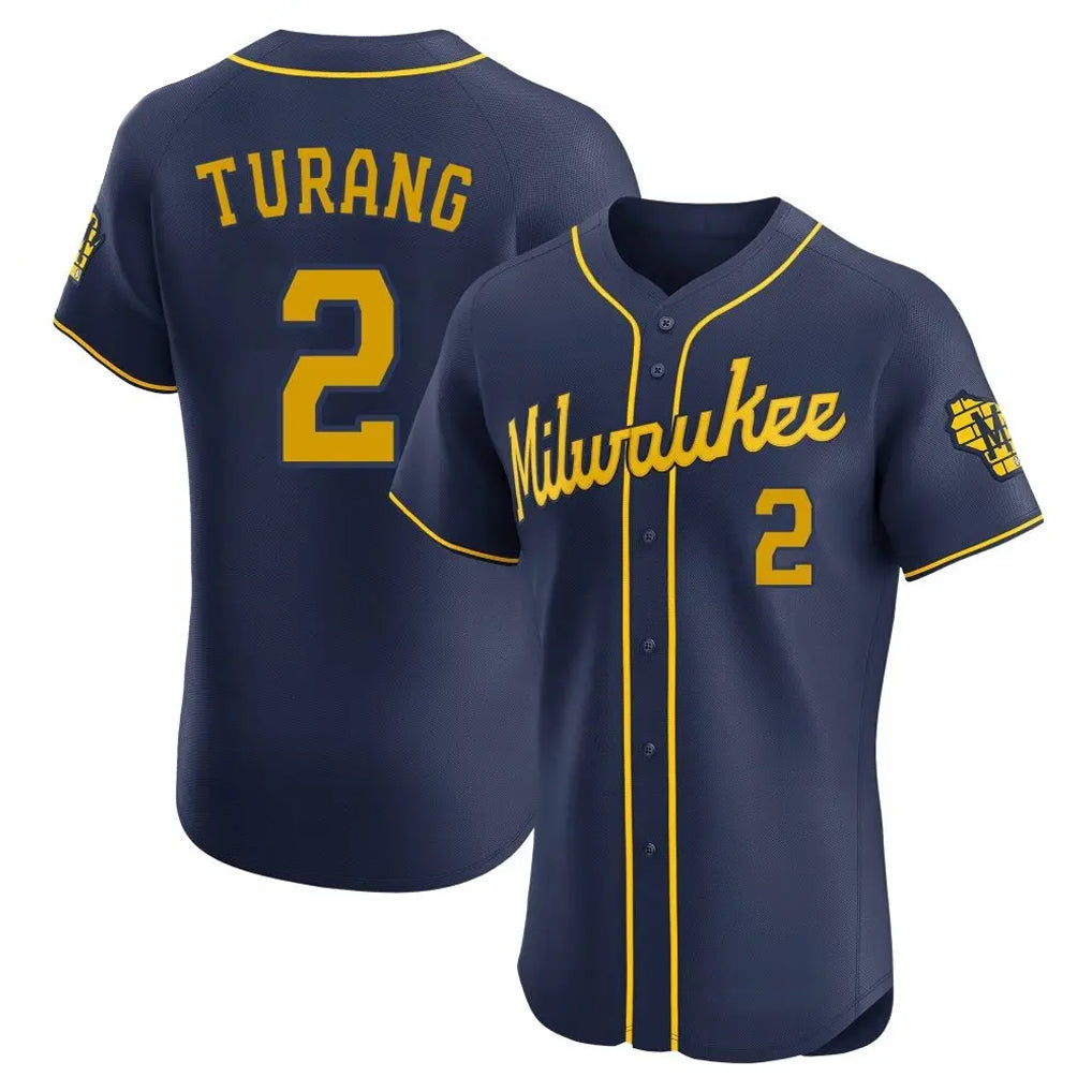 M.Brewers #2 Brice Turang Player Navy Home Limited Elite Jdoa Stitched Jerseys