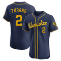 M.Brewers #2 Brice Turang Player Navy Home Limited Elite Jdoa Stitched Jerseys