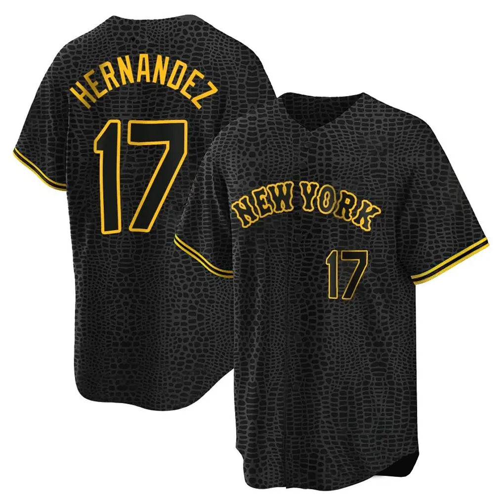 NY.Mets #17 Keith Hernandez Player Black Snake Skin City Home Game Jdoa Stitched Jerseys