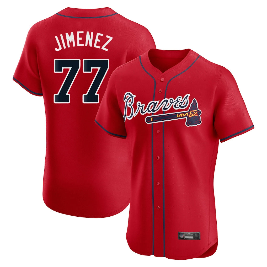A.Braves #77 Joe Jimenez Player Red Limited Elite Home Game Jdoa Stitched Jerseys
