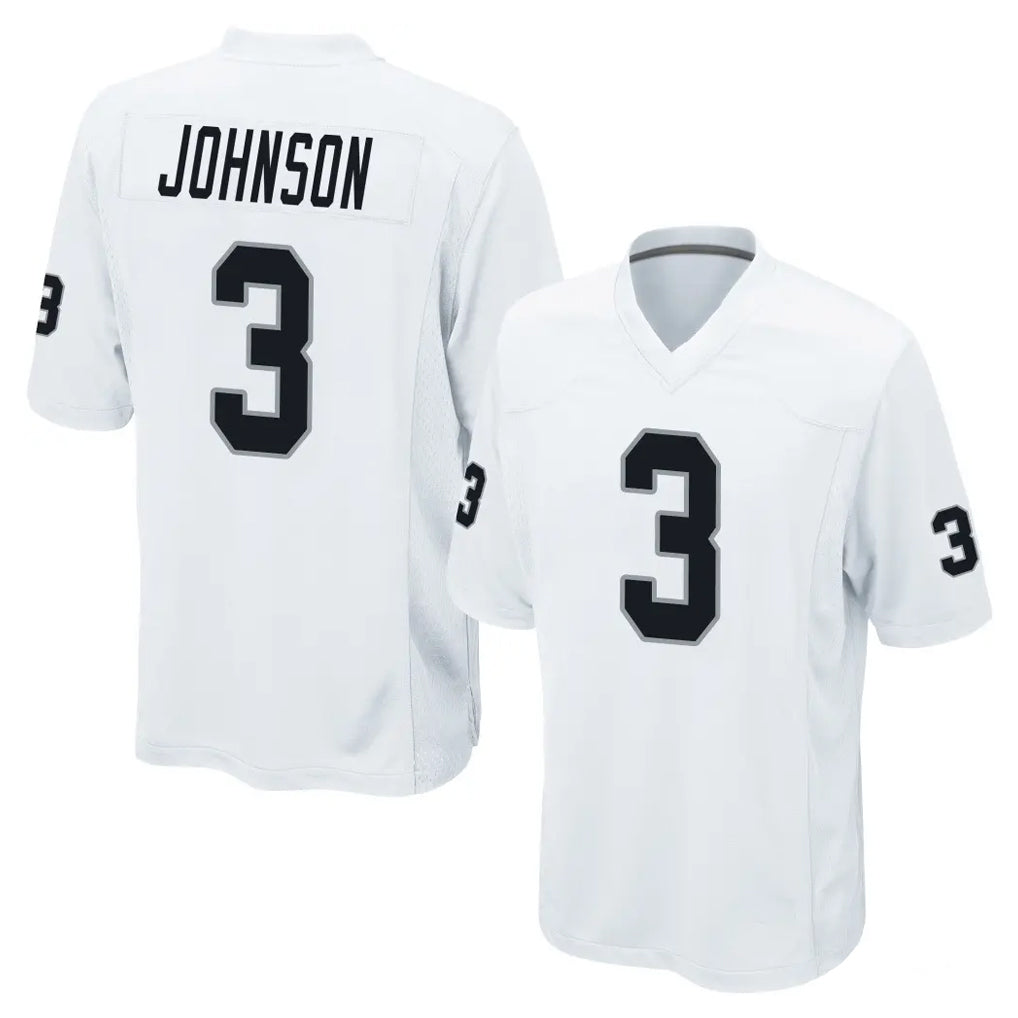 LV.Raiders #3 Taron Johnson Player White Home Game Stitched Jerseys