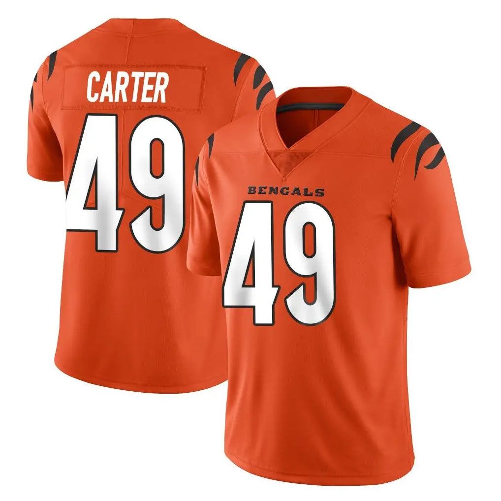 C.Bengals #49 Barrett Carter Player Orange Vapor Untouchable Limited Home Game Jdoa Stitched Jerseys