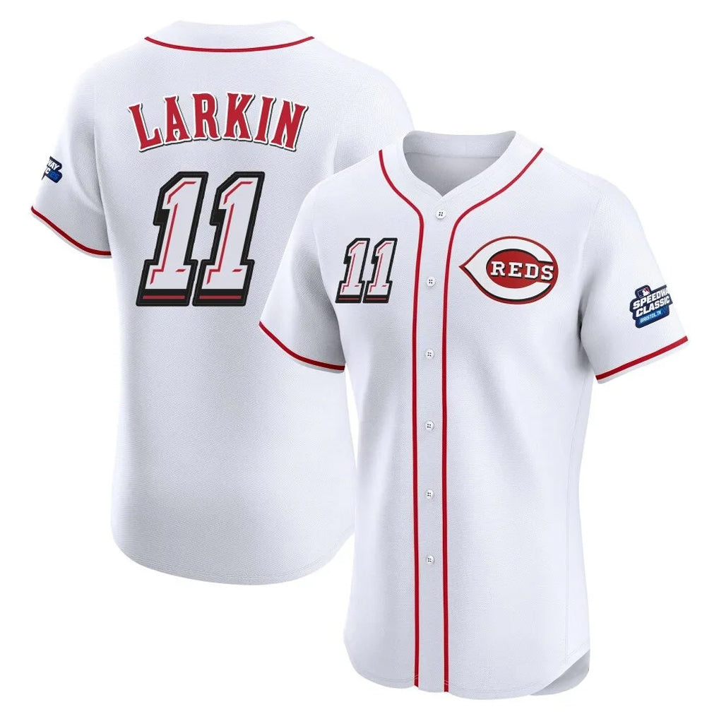 C.Reds #11 Barry Larkin Player White Speedway Classic Limited Elite Home Jdoa Stitched Jerseys