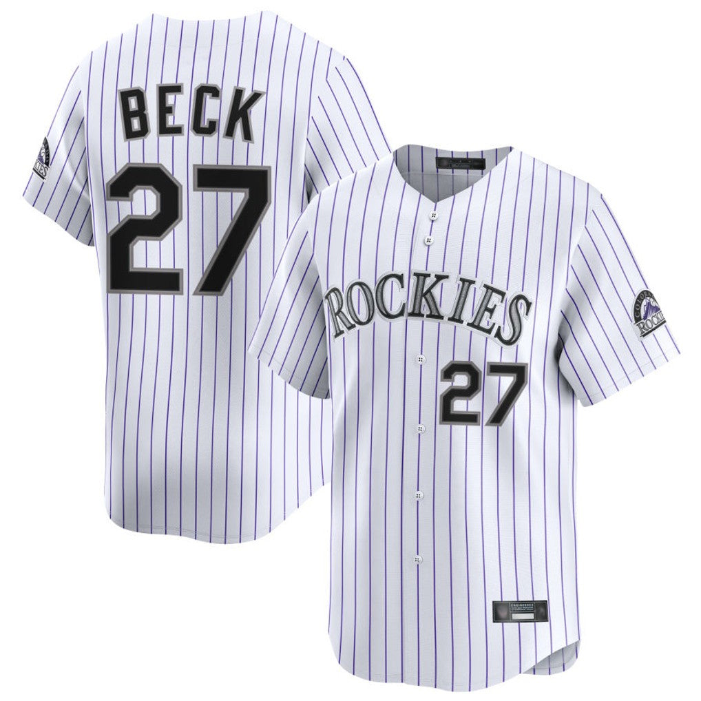 C.Rockies #27 Jordan Beck Player White Limited Home Jdoa Stitched Jerseys