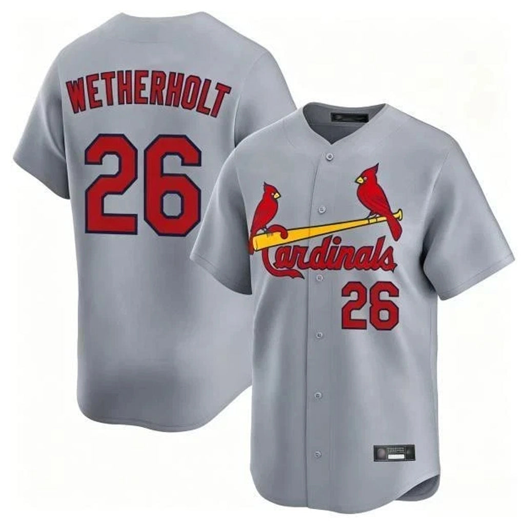 St. Louis Cardinals #26 JJ Wetherholt Player Gray Home Limited Jdoa Stitched Jerseys