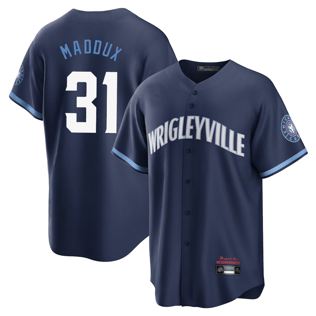 C.Cubs #31 Greg Maddux Player Navy City Connect Home Game Jdoa Stitched Jerseys