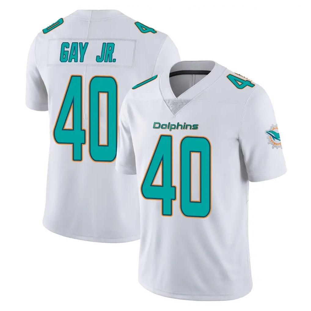M.Dolphins #40 Willie Gay Jr. Player White Limited Vapor Untouchable Home Game Jdoa Stitched Jerseys
