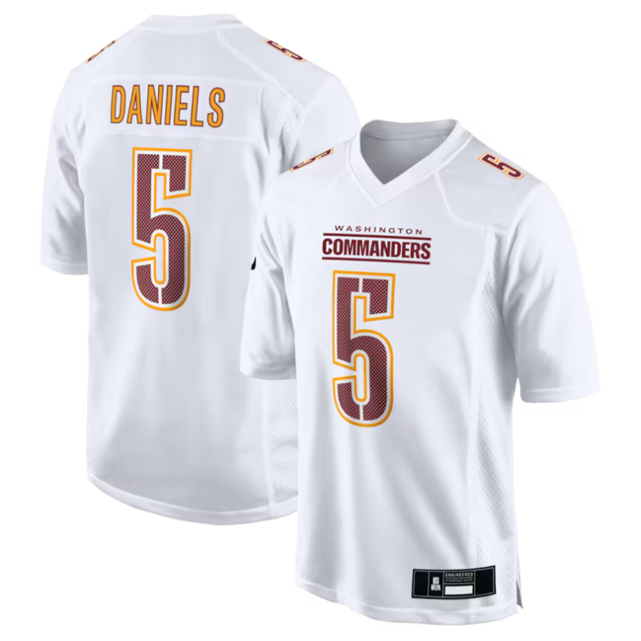 Jdoa #5 Jayden Daniels Player W.Commanders Tundra White Fashion Stitched Jerseys