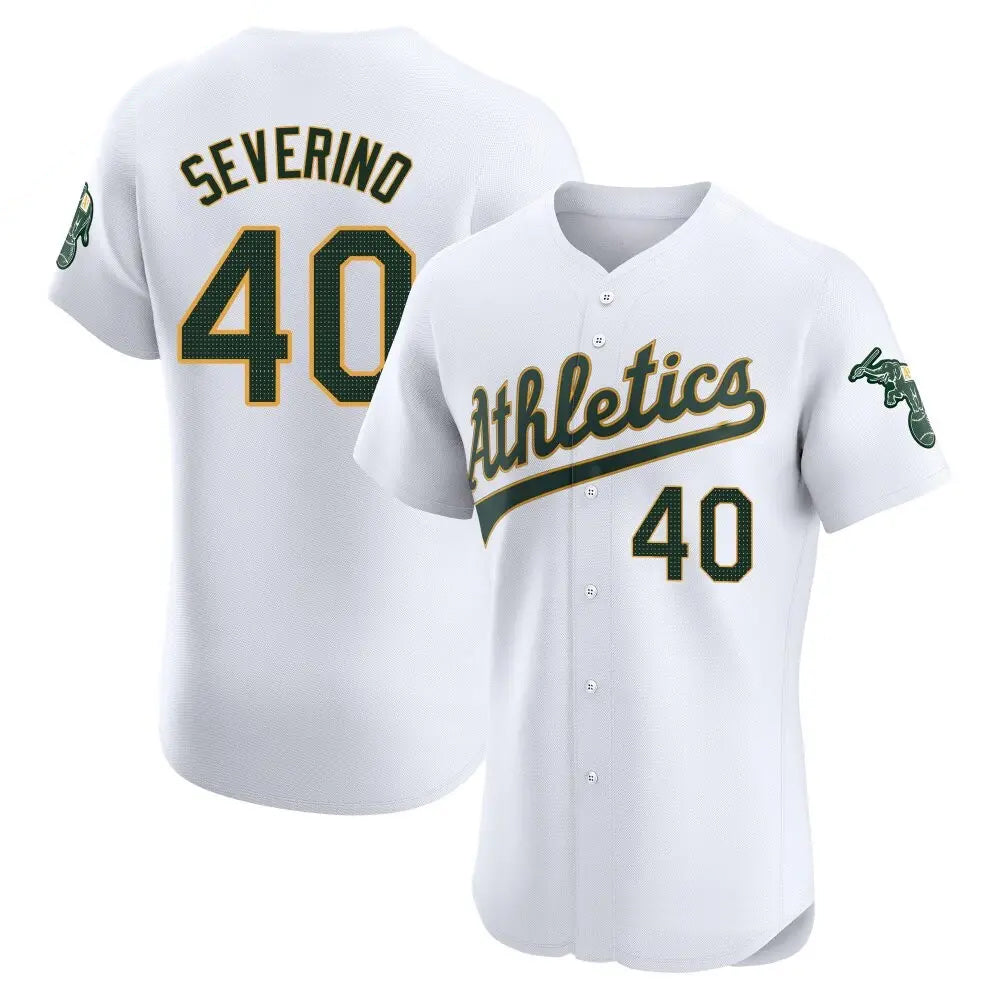 Athletics #40 Luis Severino Player White Limited Elite Home Game Jdoa Stitched Jerseys