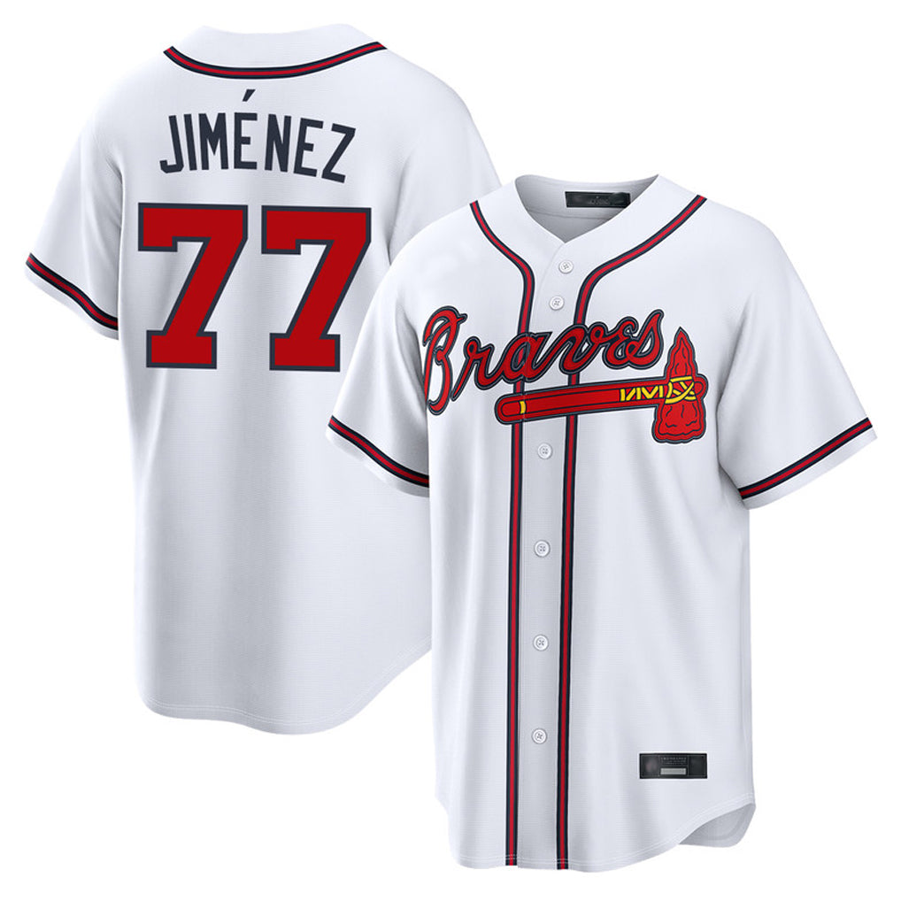 A.Braves #77 Joe Jimenez Player White Home Game Jdoa Stitched Jerseys