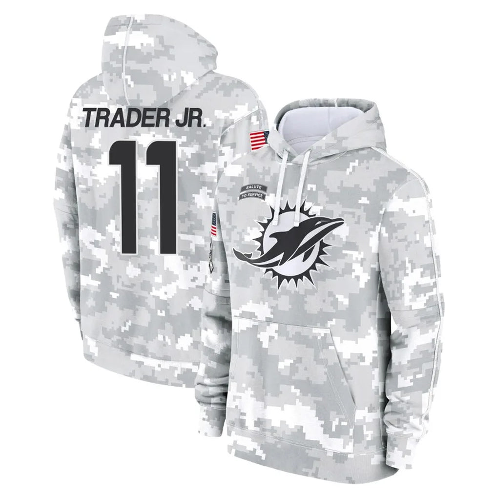 M.Dolphins #11 Dante Trader Jr. Player Arctic Camo Salute to Service Hoodies Limited Game Jdoa Stitched Jerseys