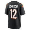 Jdoa C.Bengals #12 Tyron Johnson Black Home Game Player Jersey