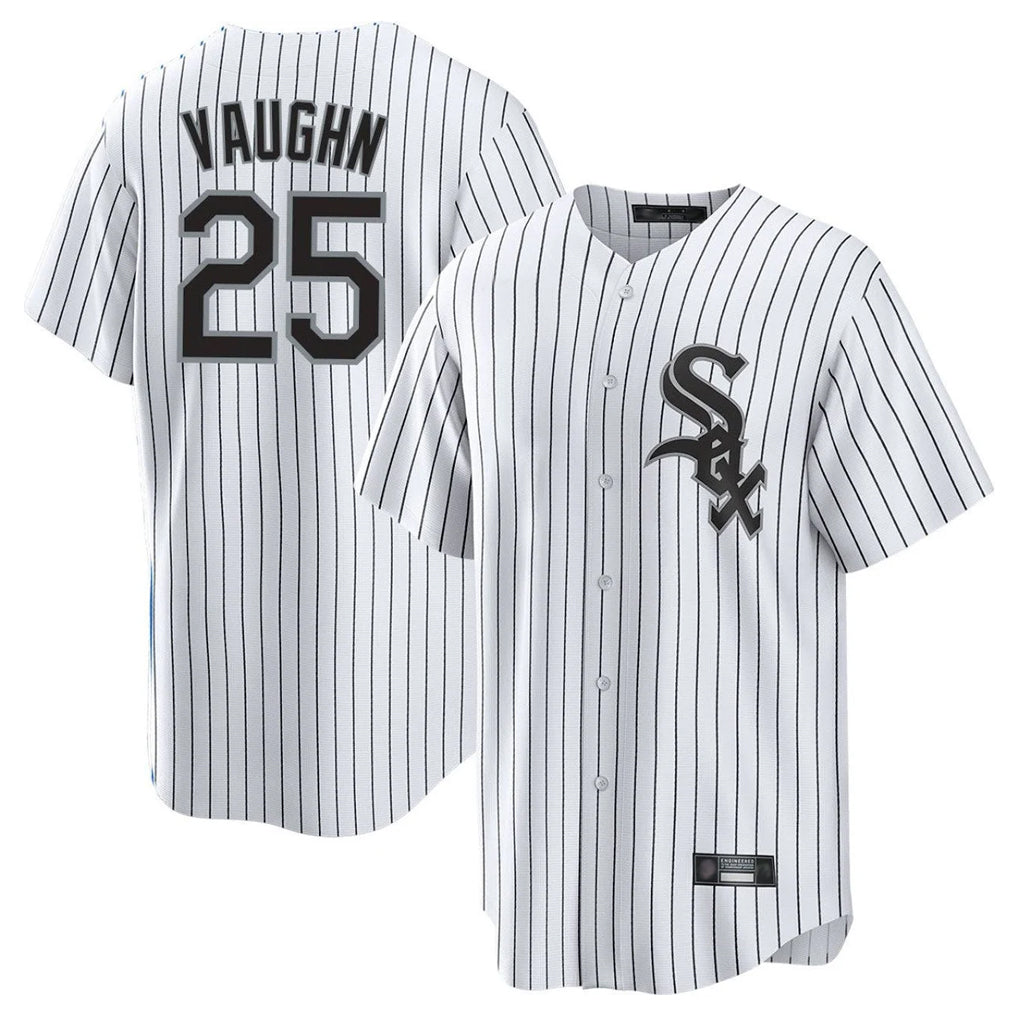 C.White Sox #25 Andrew Vaughn Player White Stripe Home Game Jdoa Stitched Jerseys