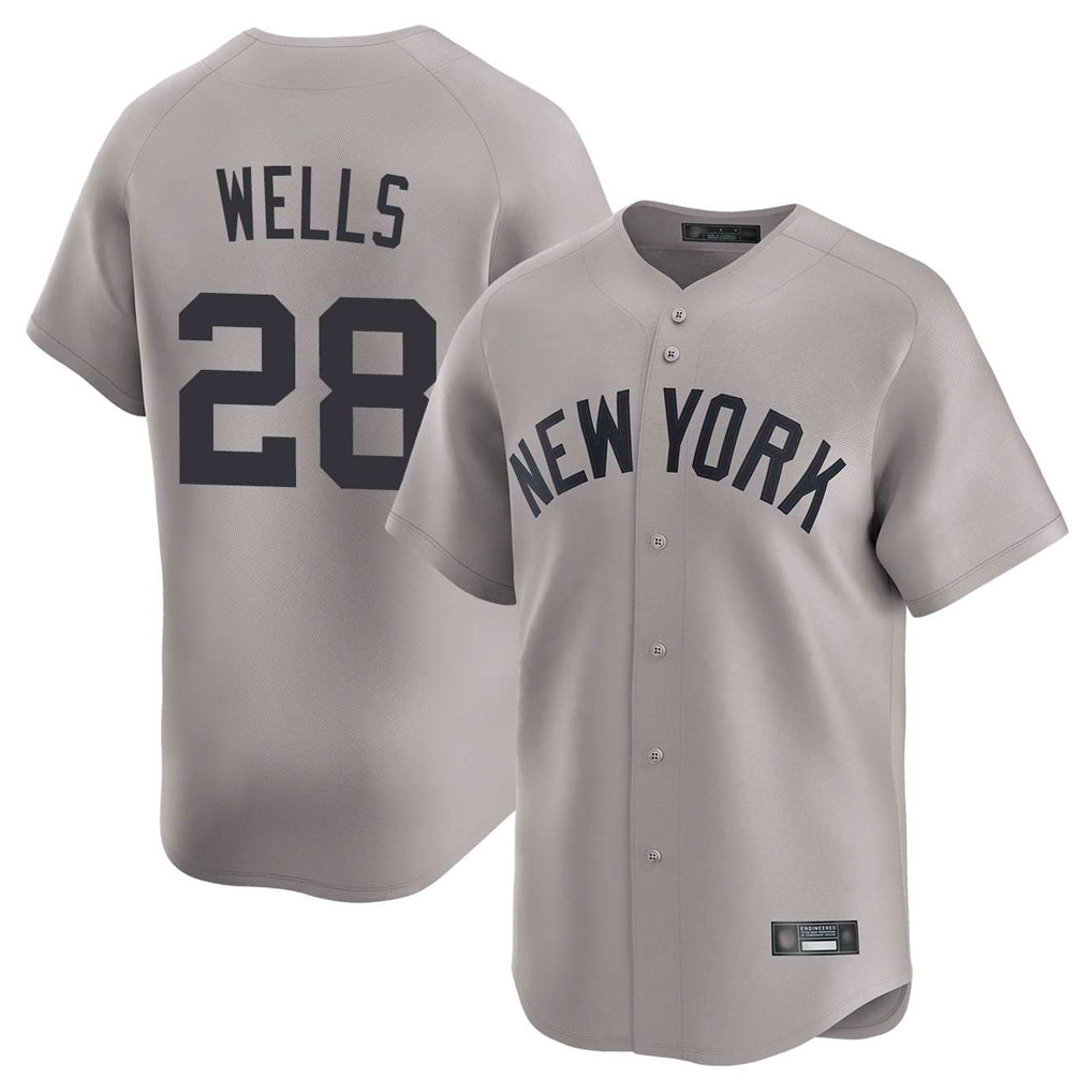 NY.Yankees #28 Austin Wells Player Gray Limited Home Jdoa Stitched Jerseys