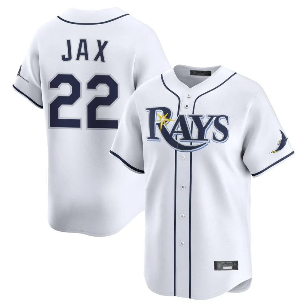 T.Bay Rays #22 Griffin Jax Player White Home Limited Jdoa Stitched Jerseys
