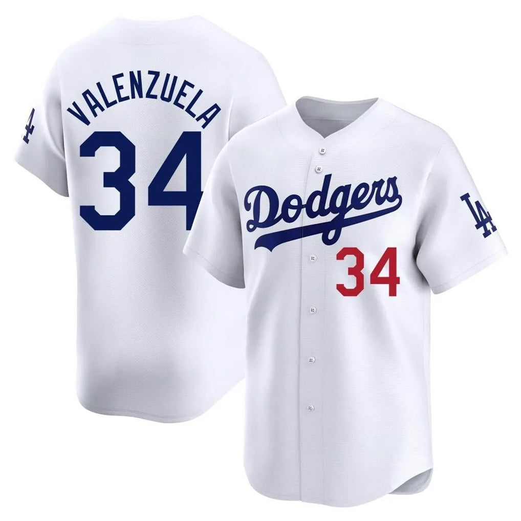 LA.Dodgers #34 Fernando Valenzuela Player White Limited Home Jdoa Stitched Jerseys