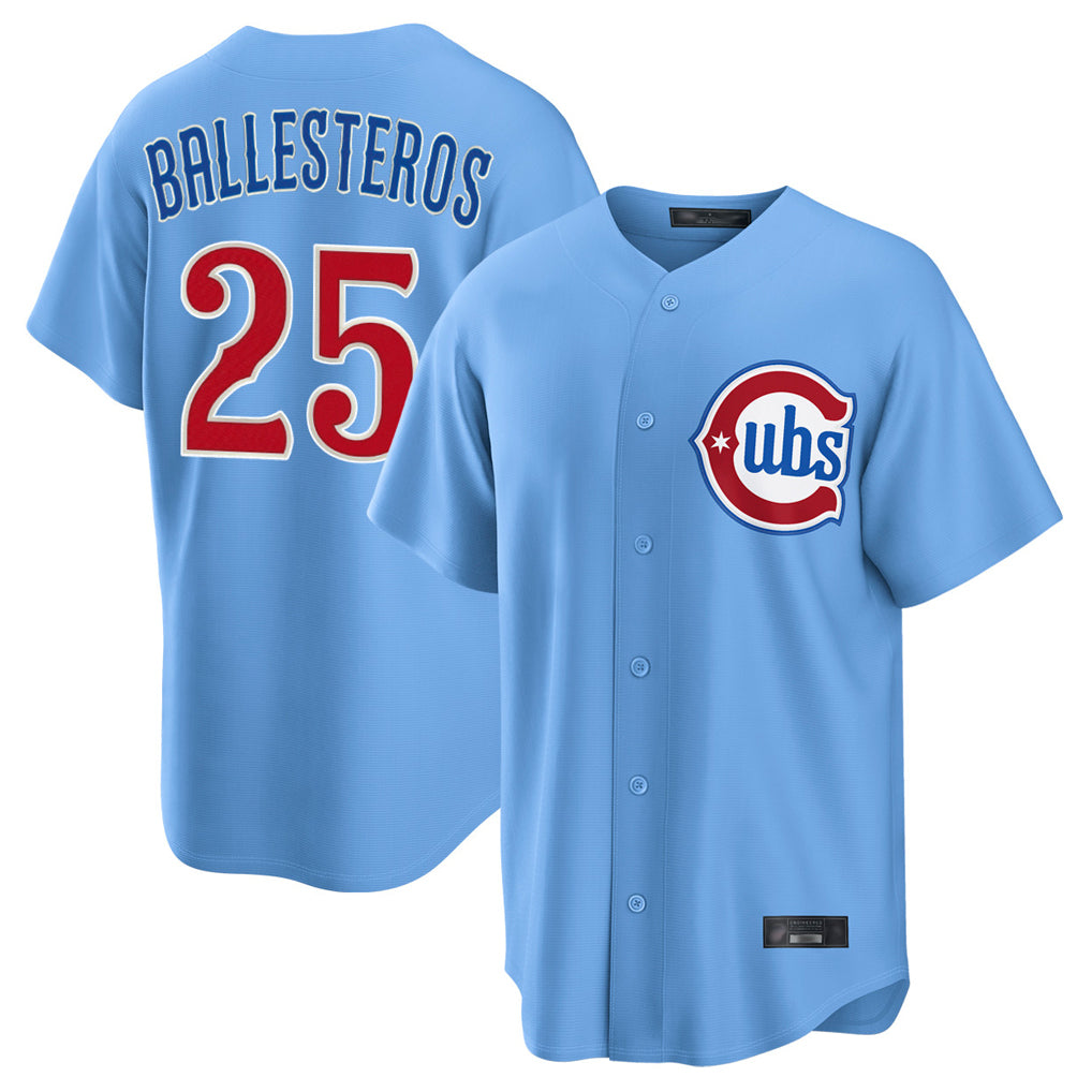 C.Cubs #25 Mois¨¦s Ballesteros Player Light Blue Home Game Jdoa Stitched Jerseys