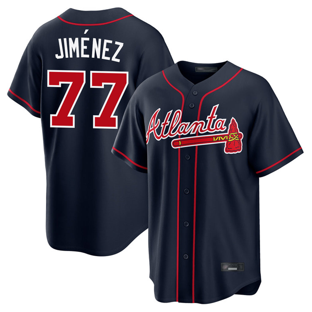 A.Braves #77 Joe Jimenez Player Navy Home Game Jdoa Stitched Jerseys