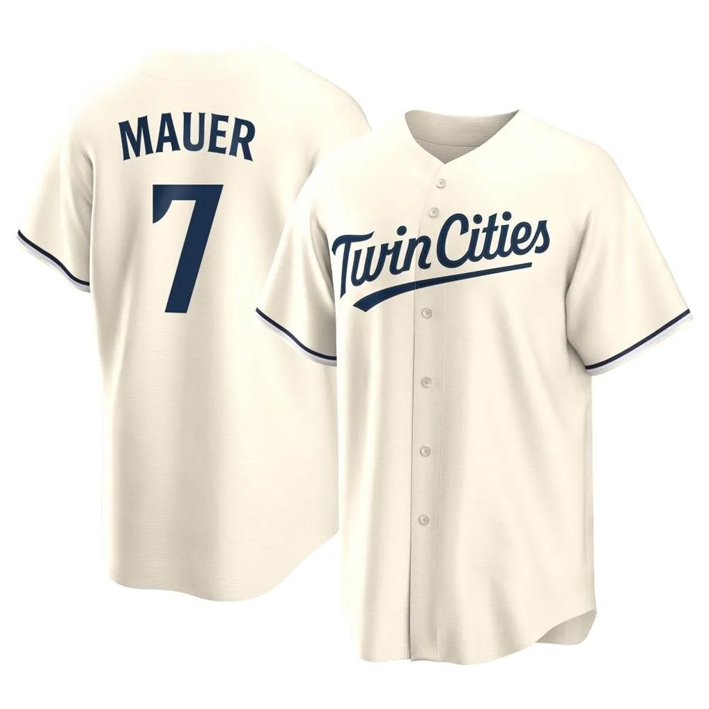 M.Twins #7 Joe Mauer Player Cream Game Limited Home Jdoa Stitched Jerseys