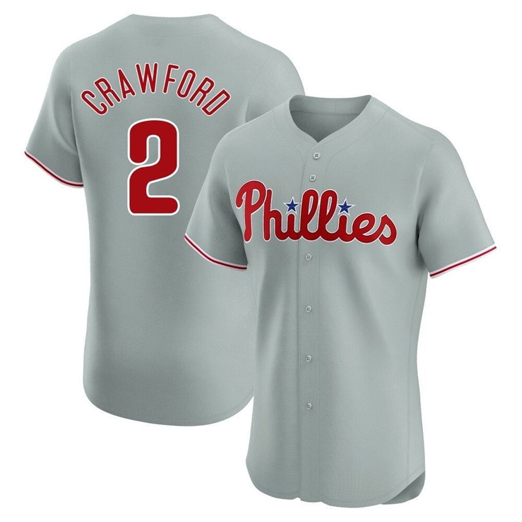P.Phillies #2 Justin Crawford Player Gray Home Limited Elite Jdoa Stitched Jerseys