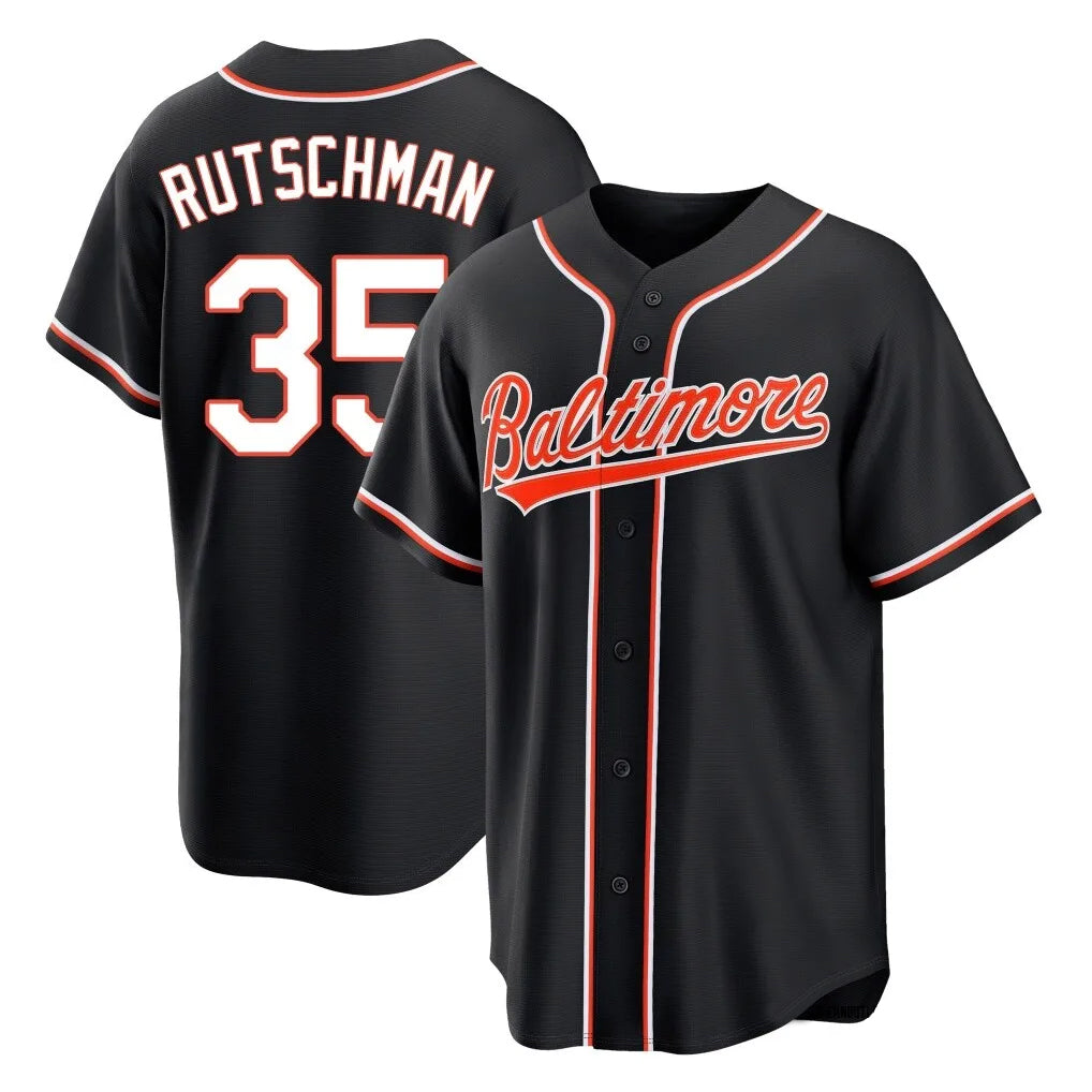 B.Orioles #35 Adley Rutschman Player Black Out Home Game Jdoa Stitched Jerseys