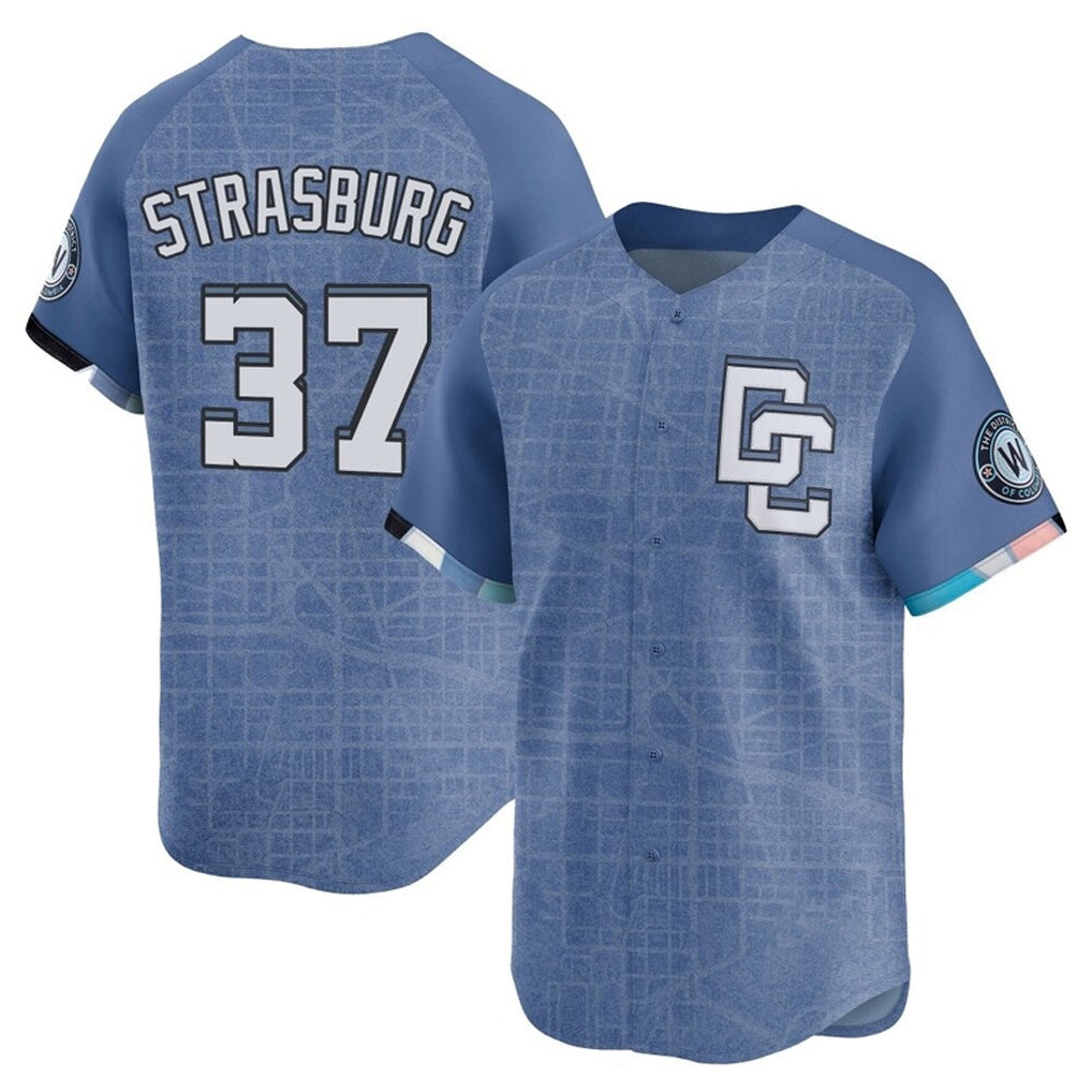 W.Nationals #37 Stephen Strasburg Player Blue City Connect Elite Jdoa Stitched Jerseys