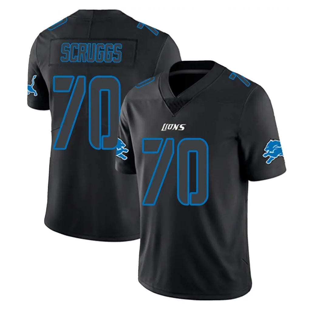 D.Lions #70 Juice Scruggs Player Black Impact Limited Home Game Jdoa Stitched Jerseys