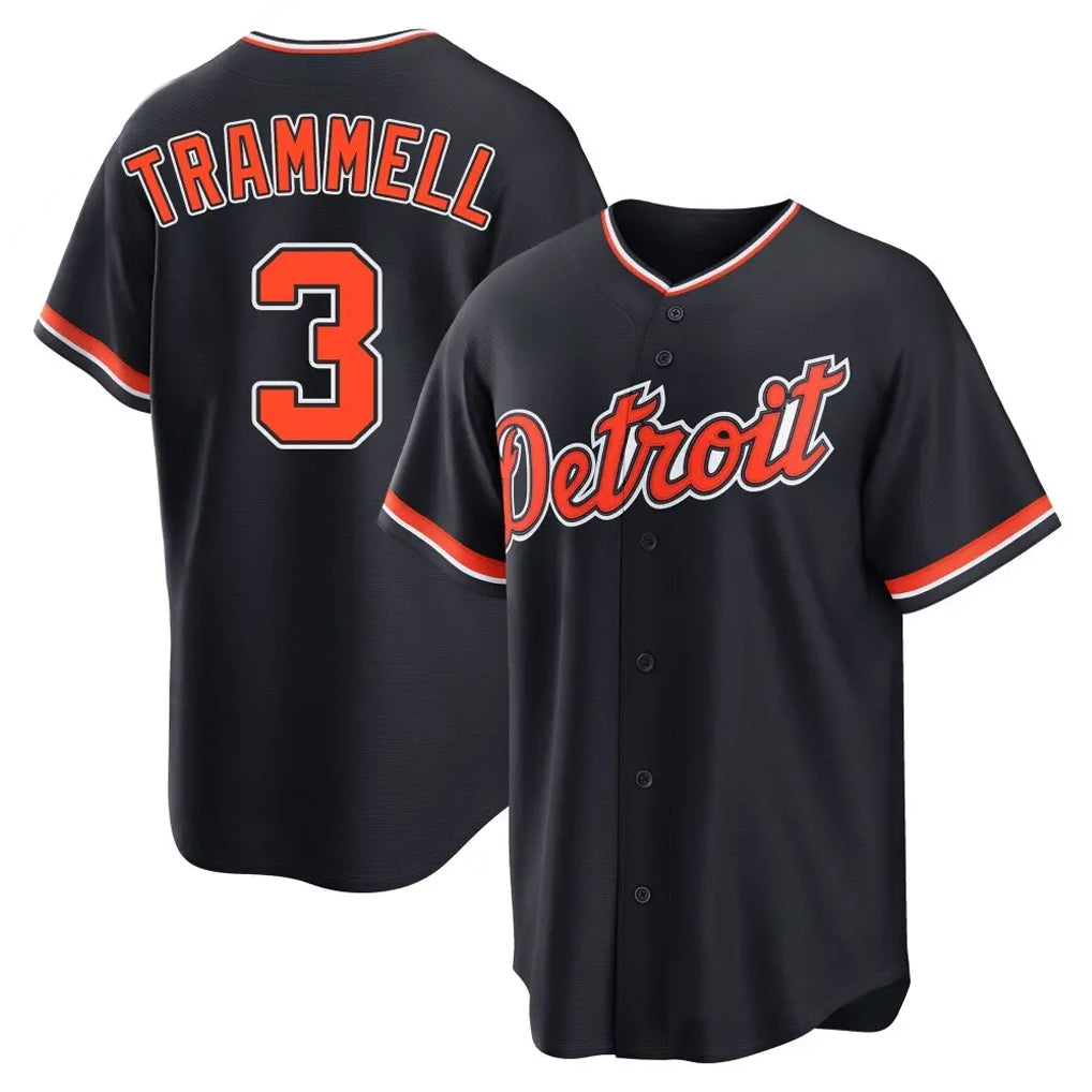 D.Tigers #3 Alan Trammell Player Navy Home Game Jdoa Stitched Jerseys