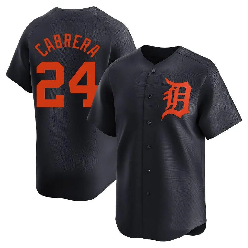 D.Tigers #24 Miguel Cabrera Player Navy Home Limited Jdoa Stitched Jerseys