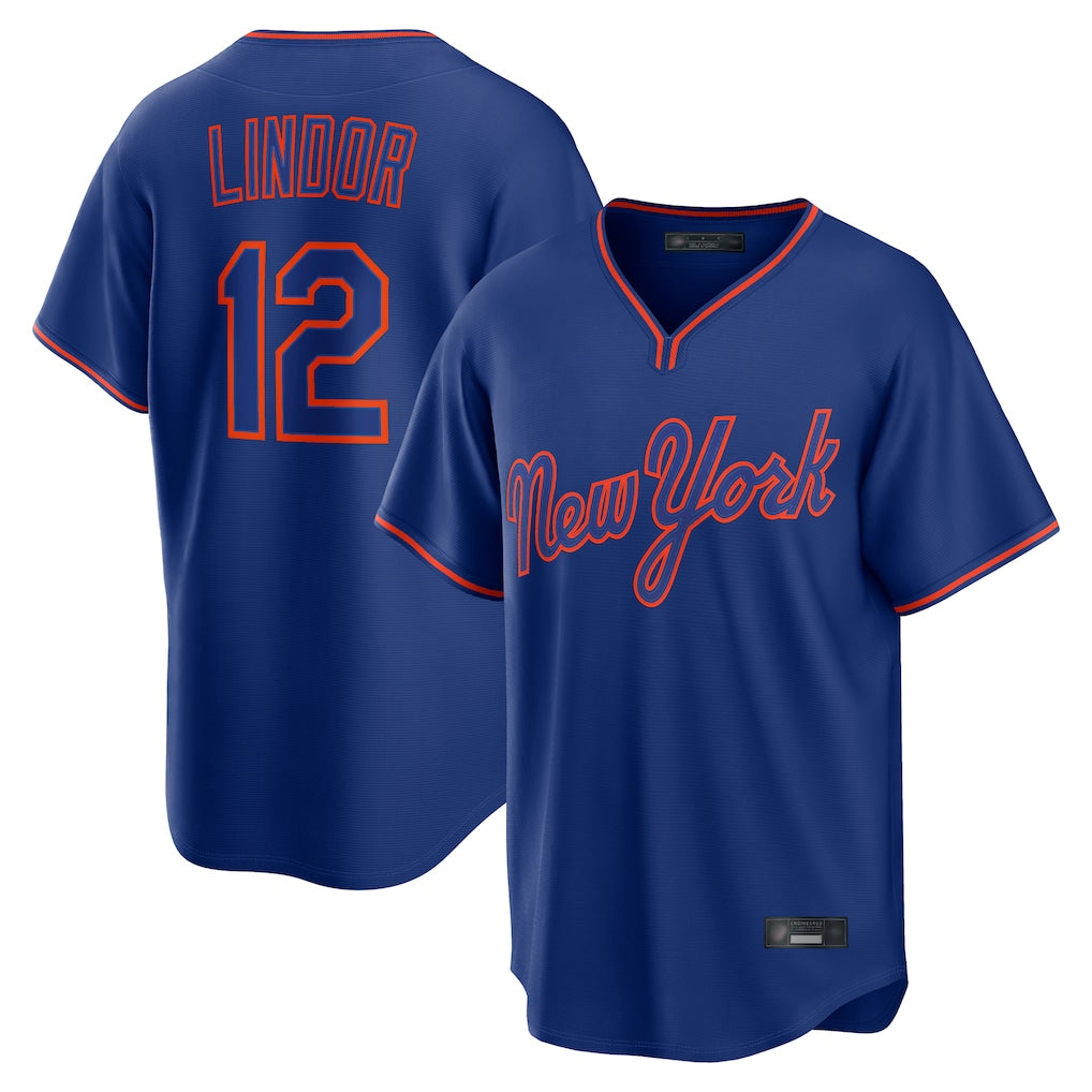 NY.Mets #12 Francisco Lindor Player Royal T-shirt Home Game Jdoa Stitched Jerseys