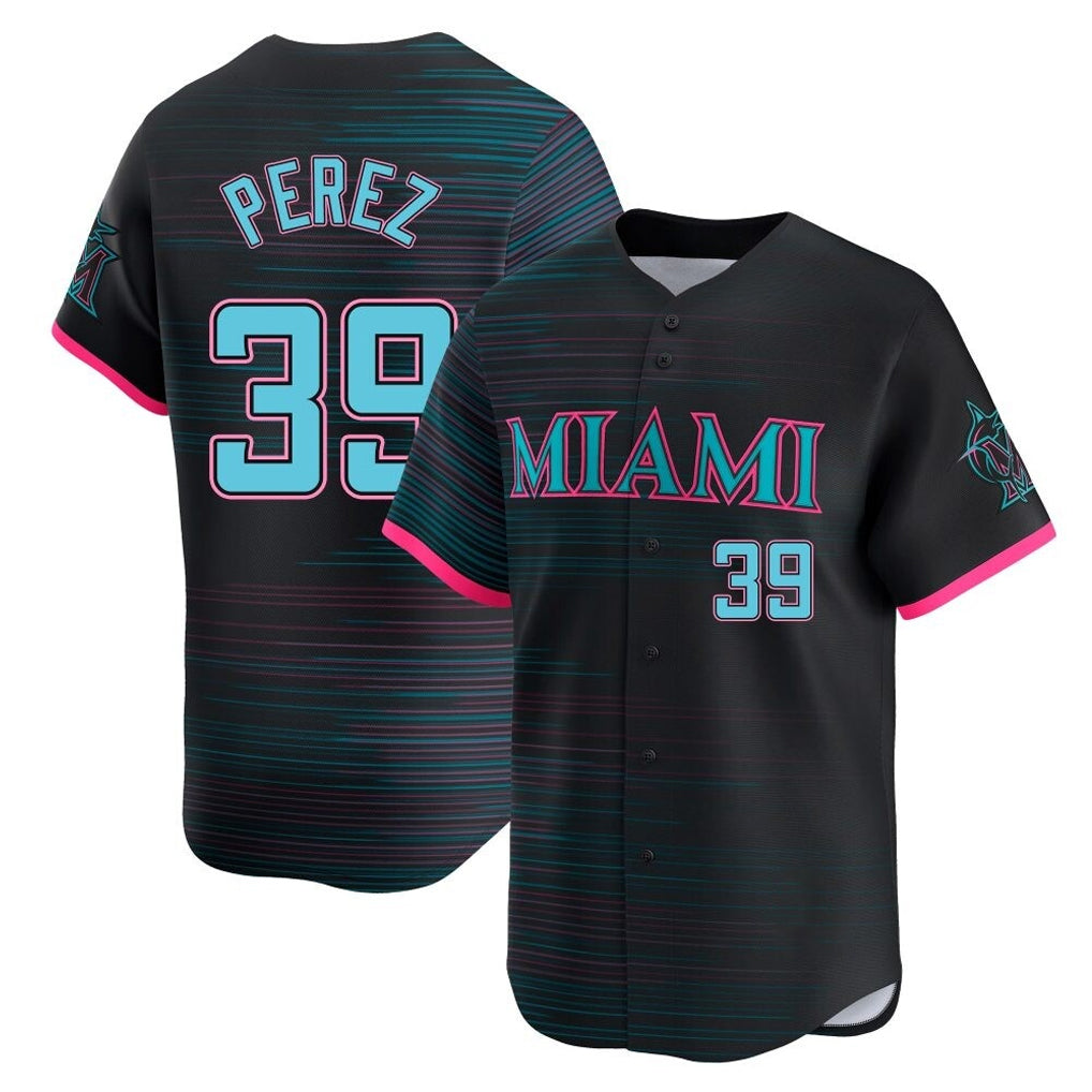 M.Marlins #39 Eury Perez Player Black City Connect Home Limited Jdoa Stitched Jerseys