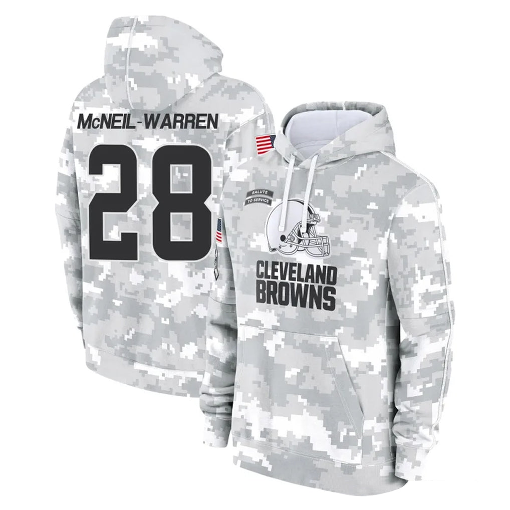 C.Browns #28 Emmanuel McNeil-Warren Player Arctic Camo Salute to Service Hoodies Limited Game Jdoa Stitched Jerseys