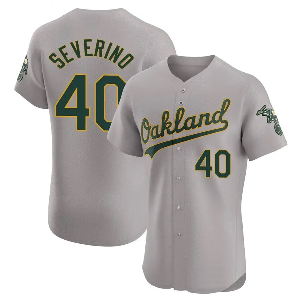 Athletics #40 Luis Severino Player Gray Road Limited Elite Home Game Jdoa Stitched Jerseys