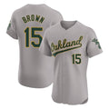 Athletics #15 Seth Brown Player Gray Road Limited Elite Home Game Jdoa Stitched Jerseys