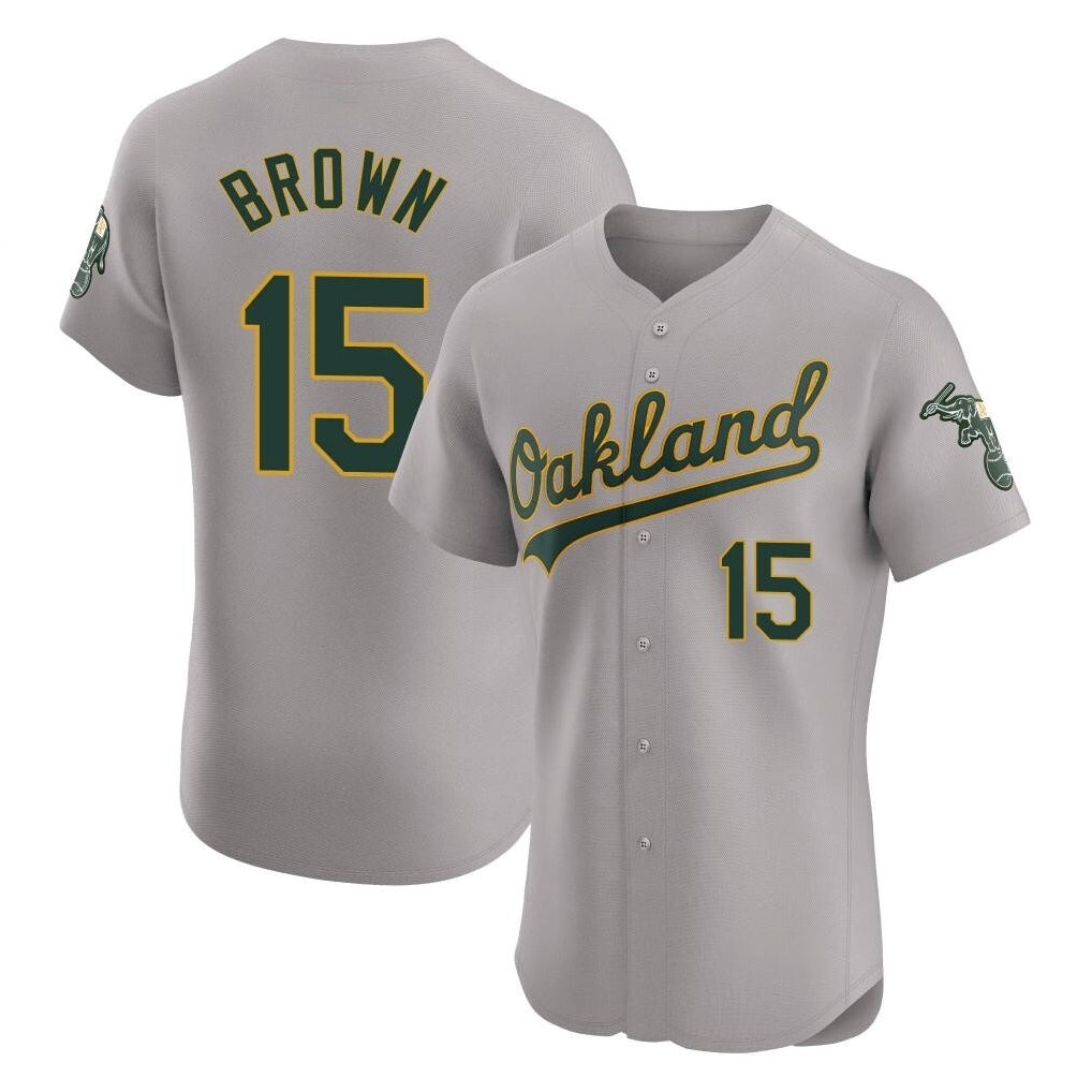 Athletics #15 Seth Brown Player Gray Road Limited Elite Home Game Jdoa Stitched Jerseys