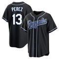 KC.Royals #13 Salvador Perez Player Black Carbon Fashion Home Game Jdoa Stitched Jerseys