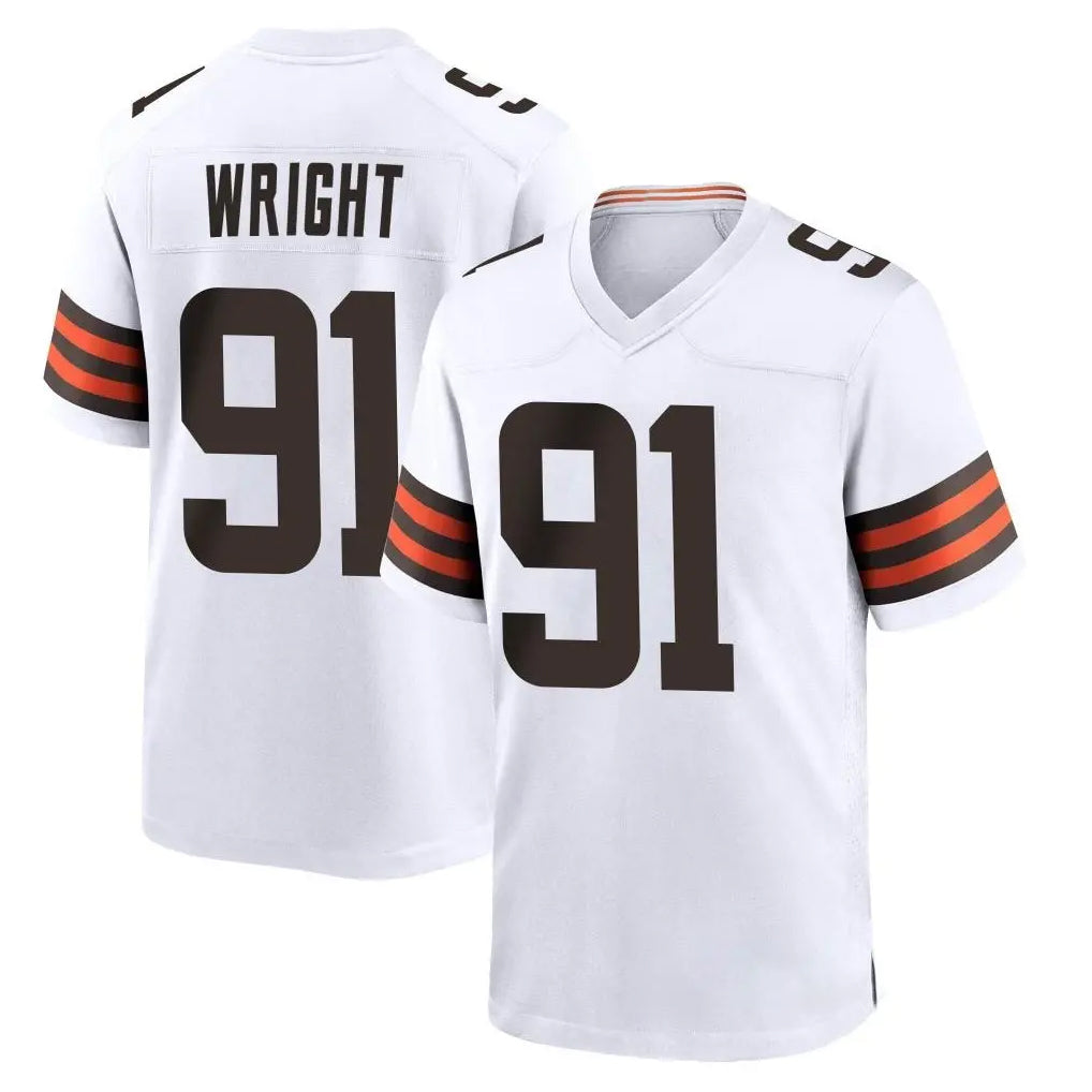 C.Browns #91 Alex Wright Player White Home Game Jdoa Stitched Jerseys