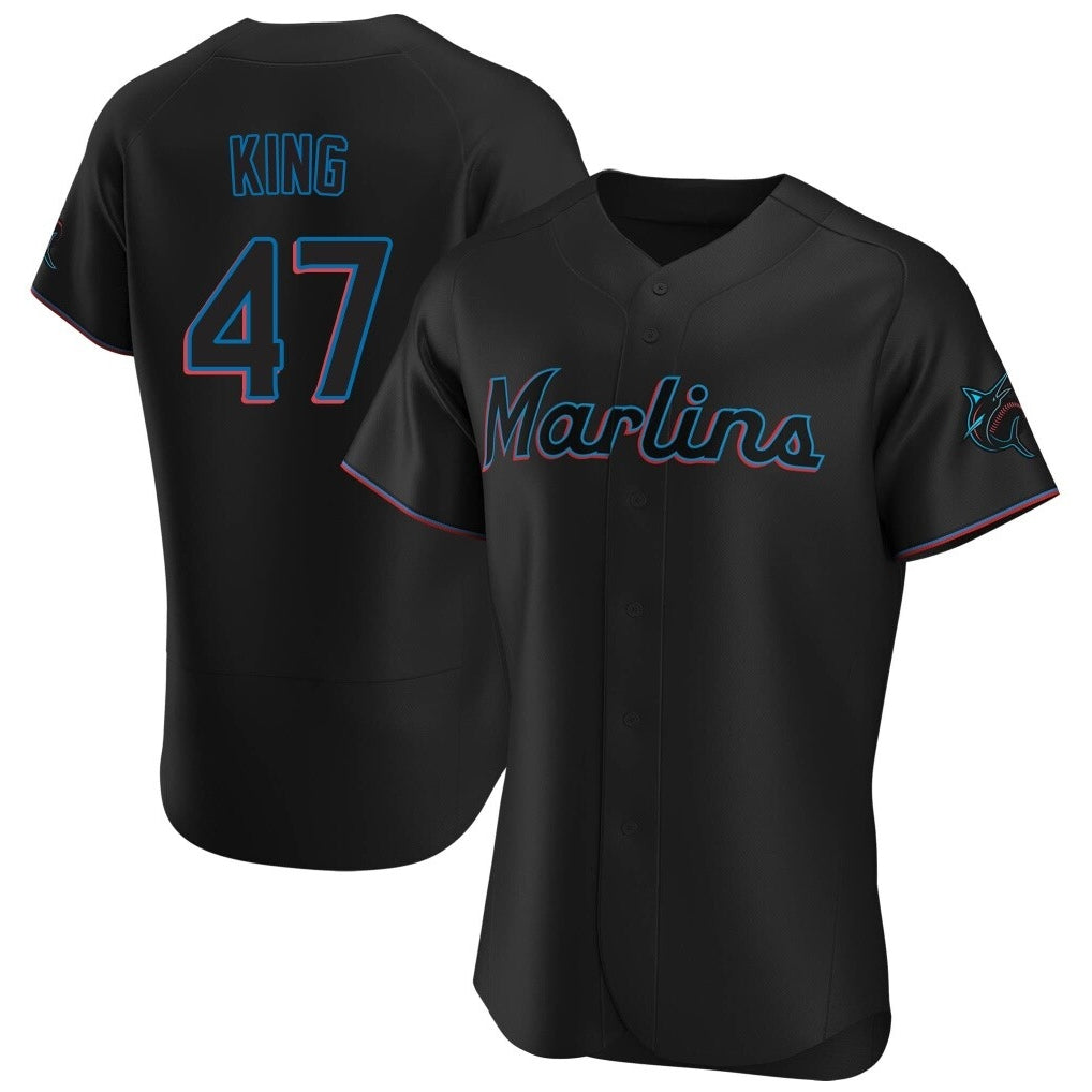 M.Marlins #47 John King Player Black Home Limited Elite Jdoa Stitched Jerseys