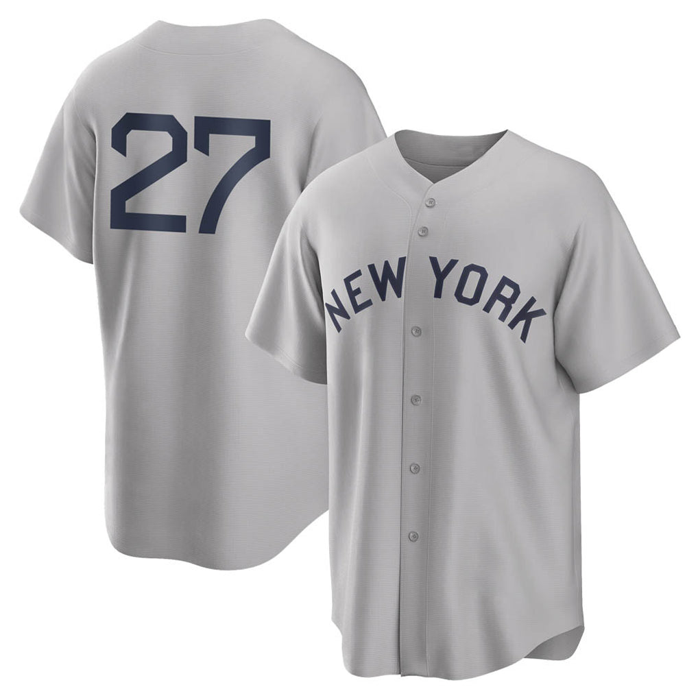 NY.Yankees #27 Giancarlo Stanton Player Gray Field of Dreams Game Jdoa Stitched Jerseys